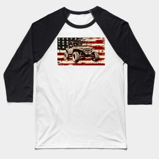 Retro USA Flag Dune Buggy Sand Driver 4x4 Beach rider Baja buggy Offroader Baseball T-Shirt